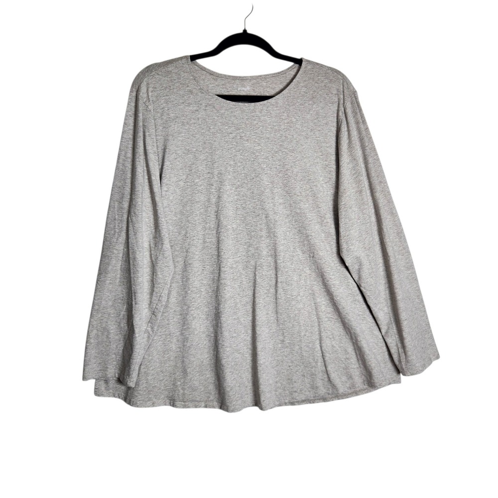 Pure Jill J. Jill Heather Gray Long Sleeve Shirttail Tee 2X Cotton Spandex